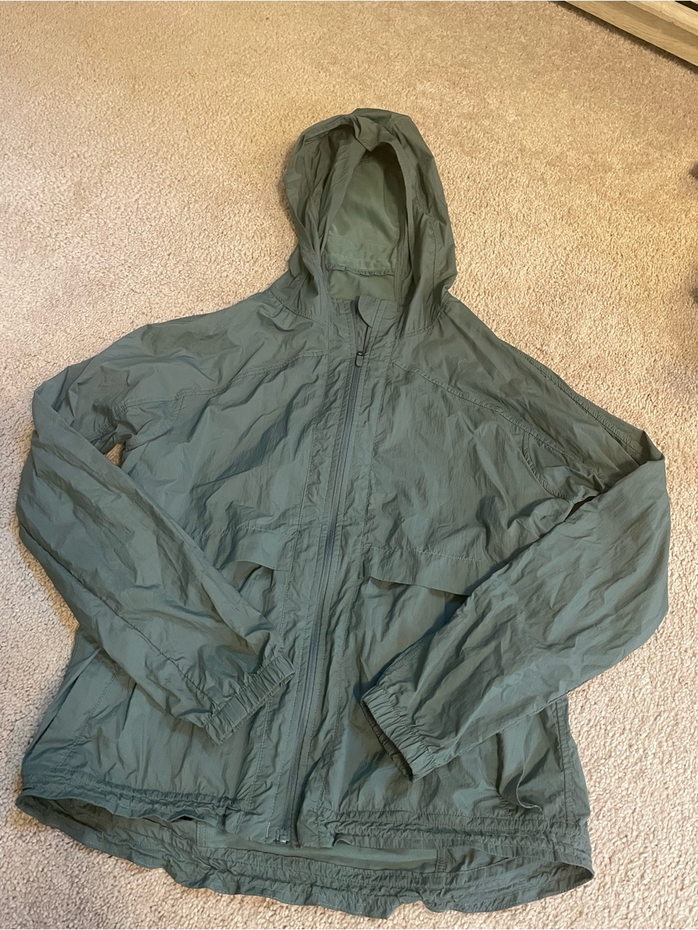 Lightweight Hooded Windbreaker Jacket - Olive Green/teal